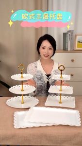 Rak Kue Dessert Lebaran Susun 3 Tingkat Detachable Plate Cake Stand Display