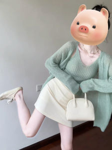 PEIZIXUAN | Korean Green Knit Dress Set