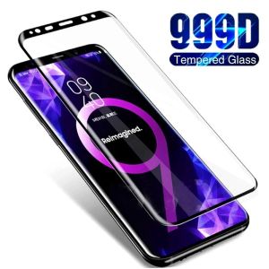 สำหรับ Samsung Galaxy Note S9 S8 S7 S23 S22 S21 S20 S10 S 20 10 9 8 Plus ขอบพิเศษ5G 4G ขอบสีดำโค้ง100D แสงยูดับเบิลยูกระจกนิรภัยป้องกันจอฟิล์ม