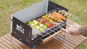 LOCAUPIN Portable Stainless Steel Griller Outdoor Cooking Grid Multipurpose Portable Camping Charcoal Barbeque Grill
