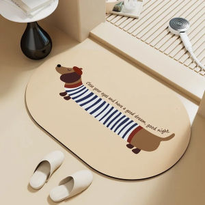 VIKAMA Fun Simple Cute Pet Bathroom Mat Non Slip Absorbent Quick Drying Bath Mat for Bathroom Shower Room Toilet Home Decor