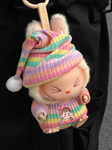 Labubu Stripe Clothes Cotton Doll One Two Pull Doll Toy Universal Sleepwear Doll Outfit Hat Decoration Wearable Trendy Toy Doll