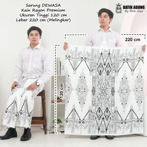 Sarung Batik Rayon Premium | Seragam Putih | Dewasa