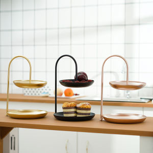 Creative Iron Art Double Layer round Cosmetic Storage Tray Fruit Plate Desktop Earring Bracelet Organizer Handmade Home Storage