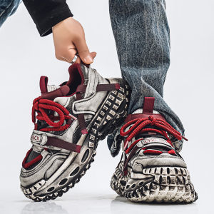 Paris Tank Dad Shoes Mens Autumn Breathable Anti-Odor Mesh Vintage Tire Sole Heightening Casual Sports Shoes Retro Dad Sneakers