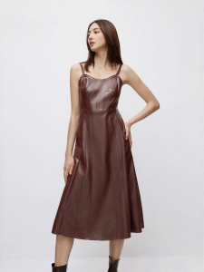 ONLY | Slimming Vintage Elegant Autumn PU Dress