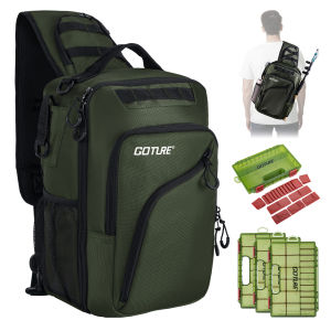Goture | Túi Đeo Đồ Câu Cá Chống Nước Goture Với 3 Hộp Đựng Đồ Câu 3600 Và Giá Đỡ Cần Câu - Ba Lô Câu Cá 1680D Dành Cho Người Câu Cá