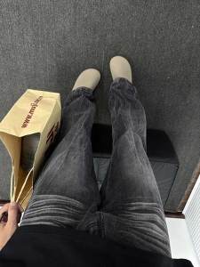 Retro Blue Denim Jeans Mens Trendy Brand American Heavy Wash Straight Leg Narrow Version Slimming Micro Flared Pants