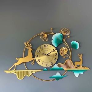 Đồng Hồ Treo Tường Trang Trí Decor DH11 quartz hoa mai vàng nội thất cỡ lớn