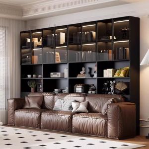 Real Wood Glass Dustproof Shelving Unit