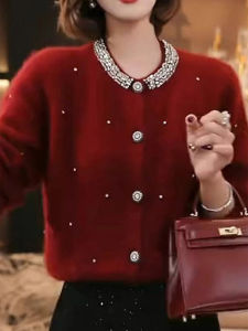 Fashionable New Spring Elegant Red Round Neck Sweater