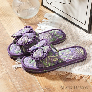 รองเท้าแตะผ้าฝ้ายแท้พื้นหนาแบบเงียบๆ สำหรับในบ้าน รองเท้าแตะผ้าลายผีเสื้อสำหรับคู่รัก รองเท้าแตะพื้นผ้าสไตล์เรจัมเมทัลลิกสำหรับผู้ชายและผู้หญิง