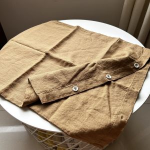 Áo Chăn Lông Cừu Vải Lanh Phong Cách Bắc Âu Màu Trơn Có Nút Một Đôi Giặt Bằng Men Không Gây Kích Ứng