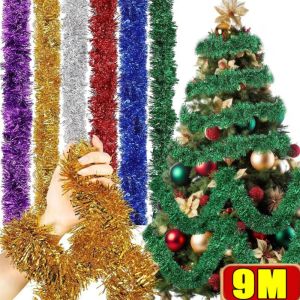 9M Christmas Colorful Ribbon Garland Xmas Tree Wrapping Ribbons Ornaments Wedding New Year Party Decoration Supplies