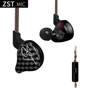 KZ ZST Wired Sports Earphones Dual Unit Dynamic Iron And Moving Coil In-Ear Universal Mobile Phone Line Control Bluetooth Replaceable Cable