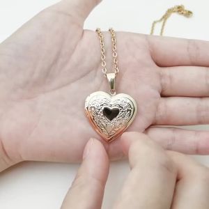 Vnox Customize Picture Name Women Necklaces Heart Locket Pendant Family Image Personalized Anniversary Gift