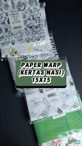 Kertas Nasi Motif 15x15 cm Paper Wrap 100 pcs Printing Laminasi Food Grade Burger Kebab Dragon Pack Koran Roti Yellow Love Daun