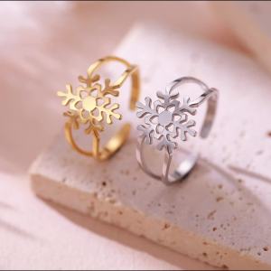 SKYRIM Womens Ring Snowflake Design Open Ring Adjustable Ring Fashion Jewelry Gift