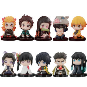 BANDAI | Bộ 10 Mô Hình Nhân Vật Hành Động Phiên Bản Q Demon Slayer - Tanjiro Nishimura Zenitsu Lavender 4.5cm Ngồi Đồ Chơi Mô Hình Ma Cho Người Hâm Mộ