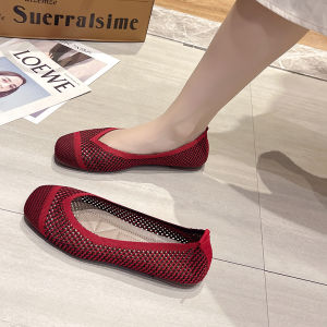 [Clearance Special Offer Broken Code Collection] Knitting Cut Out Breathable One Pedal Soft Bottom Gommino Work Clothing Womens Shoes