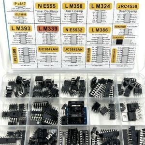 150Pcs Assorted IC Chip Kit Op-Amp Oscillator PC817 NE555 LM358 LM324 Transistor Array Electronic Components Set with Sockets