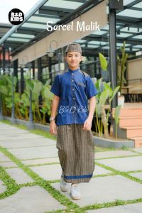 Baju Koko Sarcel Malik Setelan Sarung Celana Anak Laki-Laki Lengan Pendek 3-12 Tahun B&D Kidswear
