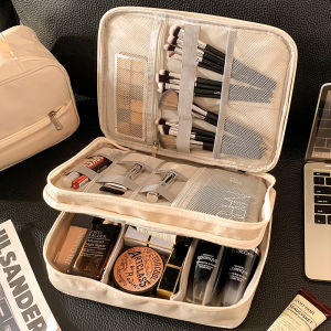 Large Capacity Portable Makeup Bag Womens Handbag Cosmetic Brush Travel Toiletry Storage Bag Cubic Shape Pure Color Design