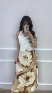 SV 6716 - Vesty Flo Skirt | Silvervogue | Set Atasan dan Rok Printed Katun Poliester Pakaian Kasual Wanita