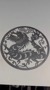 ฉลุลายมังกรเทพ ฉลุลายป้ายวงกลม เหล็ก 1.2mm ไว้สำหรับติดเหล็กดัด ราคานี้ไม่ทำสีครับ