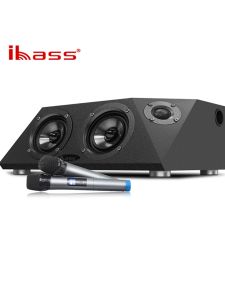 Ibass Stereo Bluetooth Hifi Wooden Speaker Mobile TV Car Surround Sound Bass Cannon Remote Control for Desktop Computer