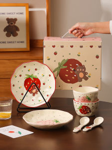Bộ Bát Đĩa Hoa Quả Dâu Tây Bằng Gốm Sứ Dễ Thương Dùng Trong Gia Đình Quà Tặng Sinh Nhật Cho Bạn Thân Bát Đĩa Dùng Một Người