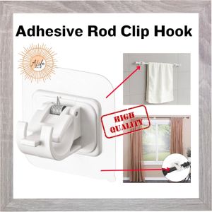 ALife World Adhesive Rod Wall Hanging Clips Hook Curtain Kitchen Bathroom Suction Box Bracket