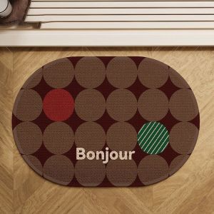 VIKAMA Simple Retro Oval Bathroom Mat Water Absorbent Non Slip Quick Dry Cushioned Shower Rug for Home Decor