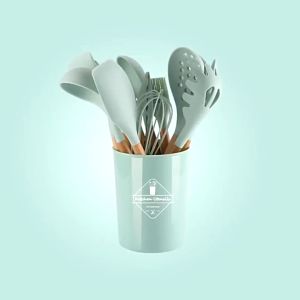 𝗦𝗜𝗠𝗣𝗟𝗘 𝟭𝟮𝗣𝗖𝗦 Cooking Tools Kitchen Cookware Silicone Utensils Kitchen Accessories Cooking Sets / Peralatan Memasak