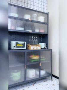 KOI ตู้เก็บของในครัว ดีไซน์กันฝุ่น แผงประตูอะคริลิค วางเตาอบและไมโครเวฟได้ กันน้ำ สนิม กันเชื้อรา ตู้เก็บของอเนกประสงค์ ตู้เก็บของใน