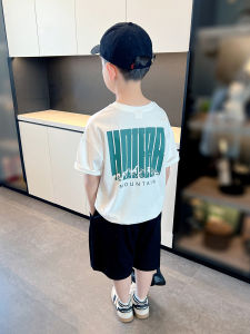 Boys Cotton T-Shirt Short Sleeve Casual Sweat Absorbent Childrens Summer Top Half Sleeve Trendy round Neck Cartoon Pattern