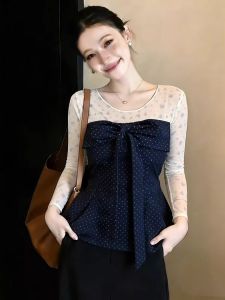 Large Size Youthful Polka Dot Bustier Two-piece Set