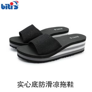 Womens Rubber Slippers Indoor Anti-Slip Wedge Heel Slip-On Summer Casual Comfortable Outdoor Wear Four Seasons Flat Sandals