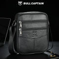 BULLCAPTAIN Men's leather shoulder bag multifunctional and high-capacity cowhide crossbody bag handbag Casual Messenger Bag. 