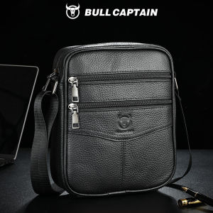 BULLCAPTAIN Mens leather shoulder bag multifunctional and high-capacity cowhide crossbody bag handbag Casual Messenger Bag