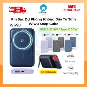Pin Sạc Dự Phòng Không Dây Tích Hợp Nam Châm Wiwu Snap Cube 20000mAh 22.5W Sạc Không Dây 15W