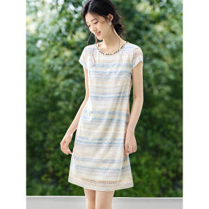 MOHANYIMEI | Summer New Style Elegant Resort Lace Flutter Sleeve Dress