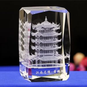 Great Wall Culture Internal Carving 3D Crystal Souvenir Building Model Small Waist Yangzhou Tower Shanghai Bund Holiday Gift