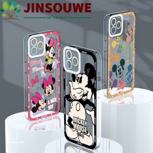 Jinsouwe CellPhone Case For OPPO Reno8 T 5G Reno 8T 5G Phone Case Cartoon Mickey Minnie Crystal View Casing Rubber Soft Back Cover