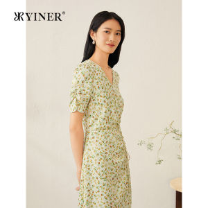 YINER | Bohemian Style V-Neck Fruit Print Dress