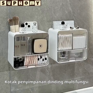 Rak Dinding Kotak Tempel Tempat Penyimpan Aksesoris Tempat Cotton Bud Kotak penyimpanan dudukan dinding