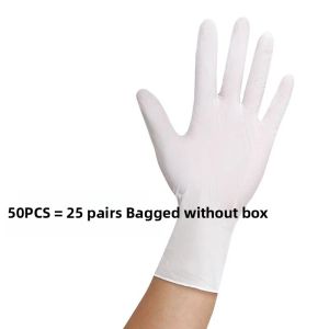 Dùng Một Lần Trắng Găng Tay Nitrile 10/20/50/100 Viên Cao Su Không Thấm Nước Vệ Sinh Nhà Bếp Hình Xăm Thú Cưng Dụng Cụ Độ Kéo Cao Cường Độ