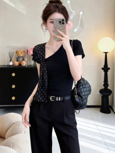 AIYITI | Spliced Dots Short Sleeve T-Shirt