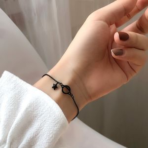 Black Star Bracelet Womens Fashion Simple Design Student Planet Arm Ring Stylish Alloy Material Korean Style Jewelry Accessory