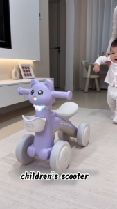 VOGO Baby 4 Wheels Balance Bike Musical Light Up Scooter Safe Sliding Toy for Little Toddlers